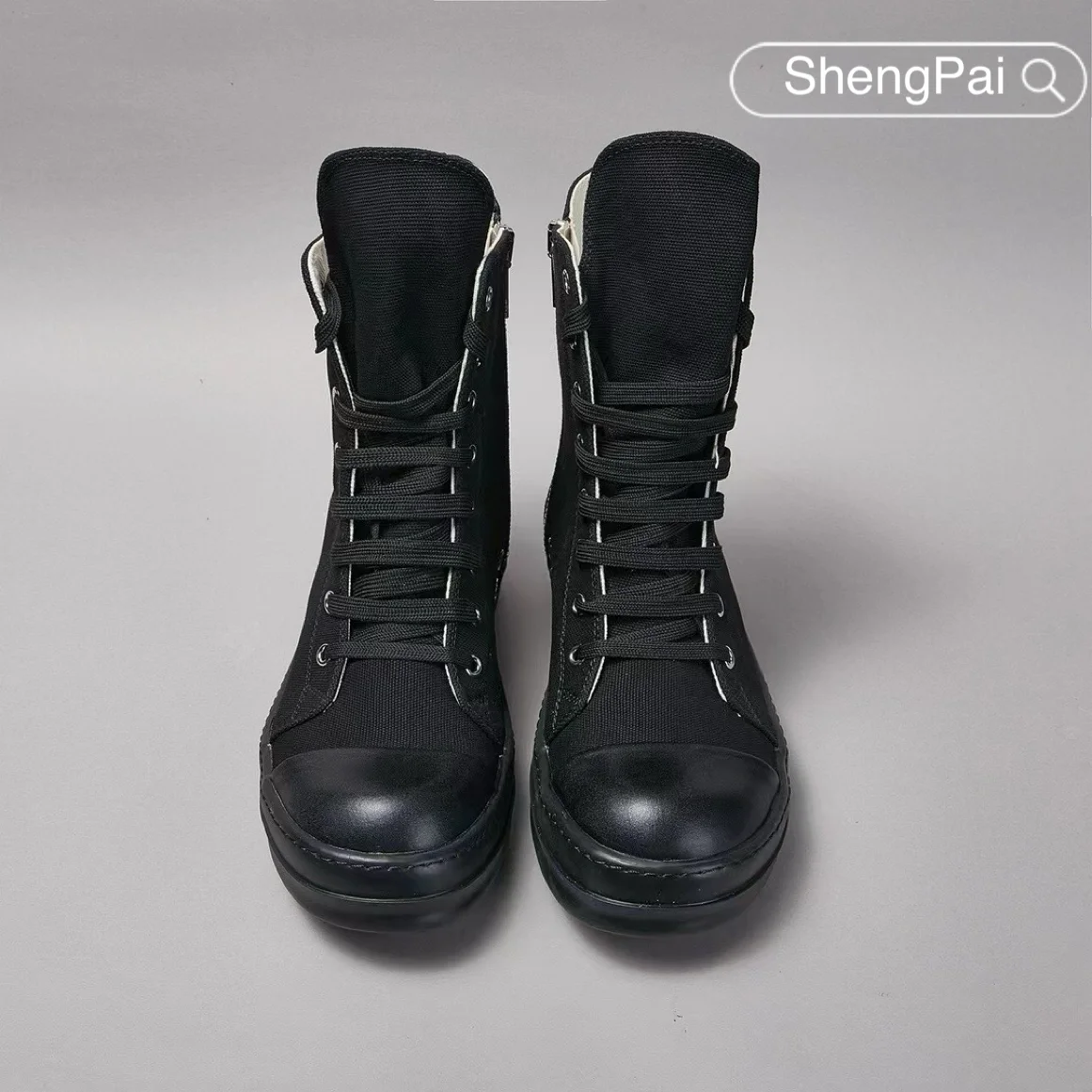 

Canvas Men's Casual Shoes Full Black High-Top Boots High Quality Men's Shoes Zipper Design Women's Sneakers Shoes