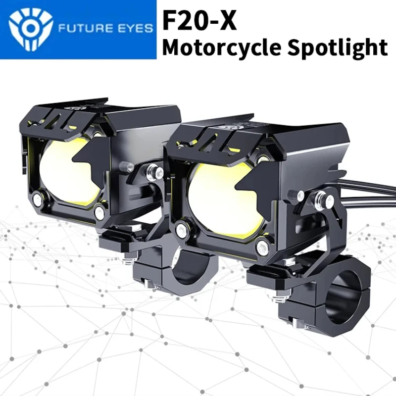 Future Eyes F20-X Motorcycle Fog Light Auxiliary Led Spotlight Yellow White Lights High and Low Beam Waterproof Driving Lamps