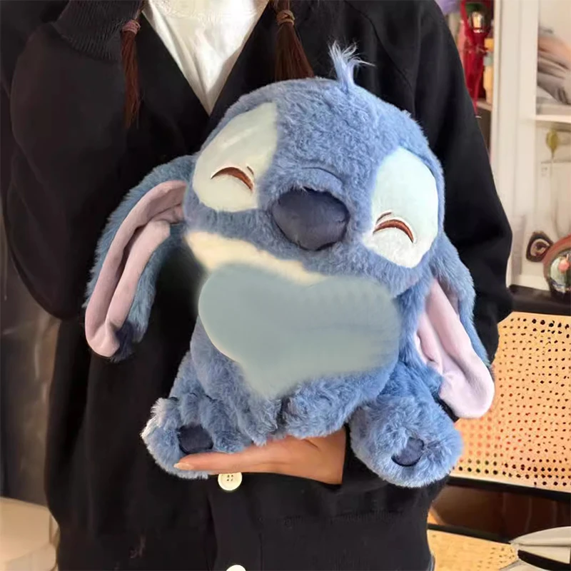 

MINISO 30cm Cute Cartoon Stitch With A Heart Plush Doll Soft Stuffed Animal Toys For Kids Baby Sleeping Companion Room Decor