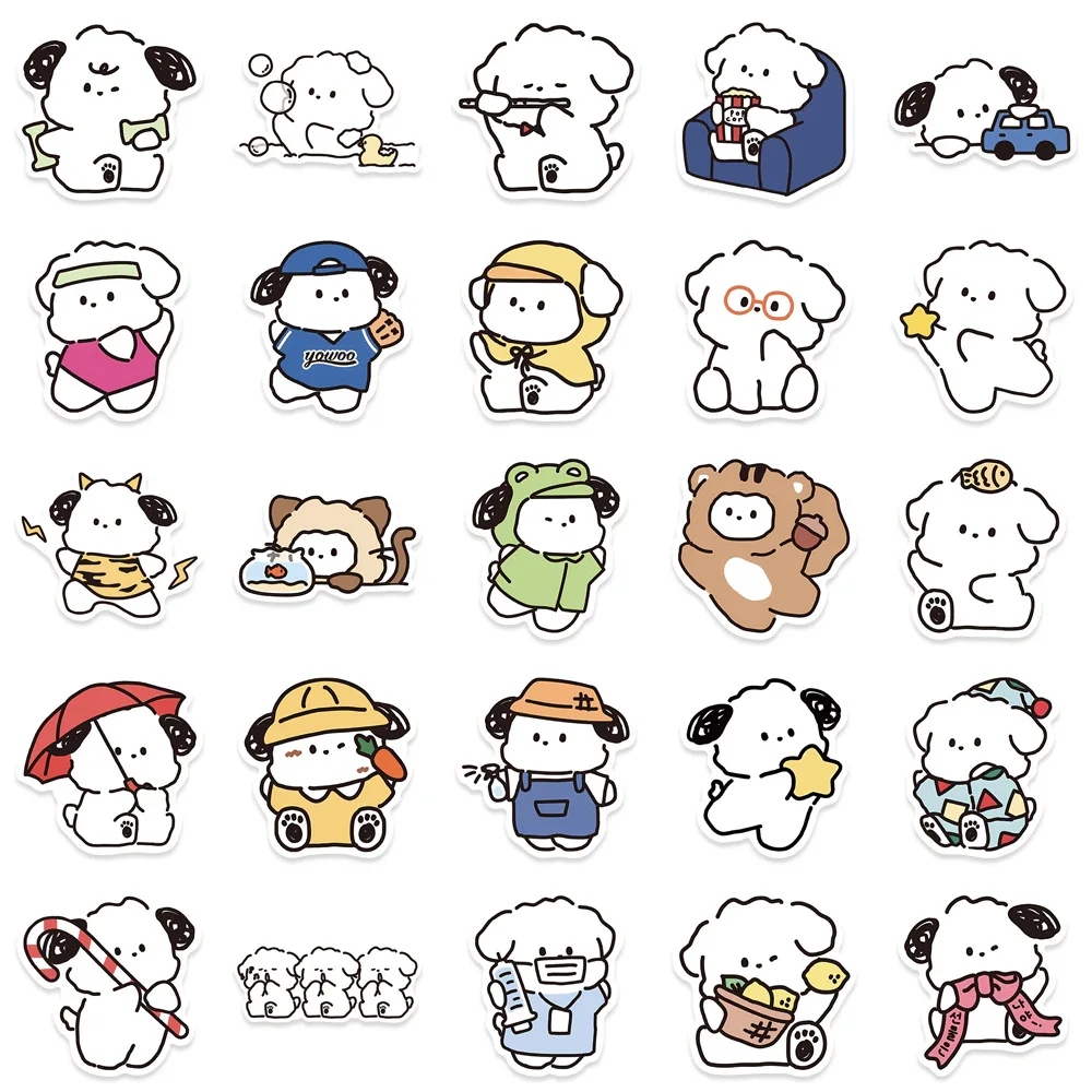 50PCS Korean Lovely Healing System Dog Stickers Hand Account Phone Case Trolley Box Waterproof Adhesive stickers Gift Toys