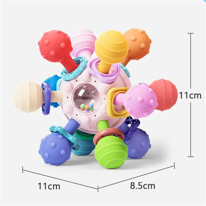 【BS】아토믹 볼 베이비 몬테소리 감각 발달 장난감 (0-6개월, 6-12개월), 식품 등급 치발기