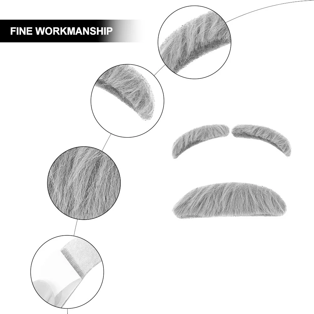 4 Sets Fake Beard Kit Artificial Mustache for Party Self-adhesive Bread Creative Man Grey Elderly Child