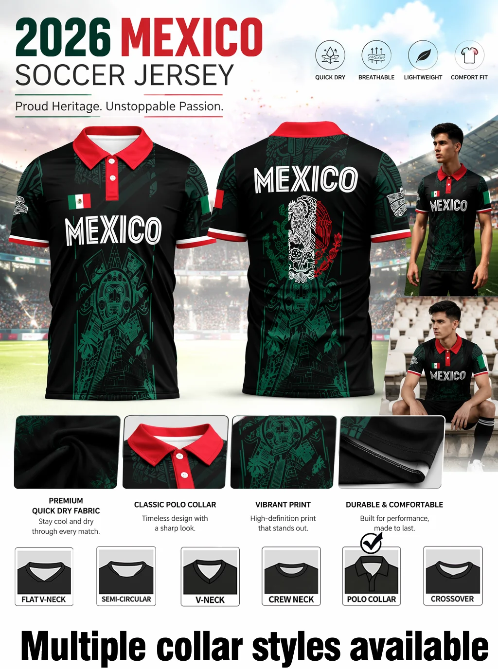 camisa-polo-de-futebol-do-mexico-2026-estampa-de-totem-asteca-e-emblema-nacional-tecido-esportivo-respiravel-de-secagem-rapida-premium