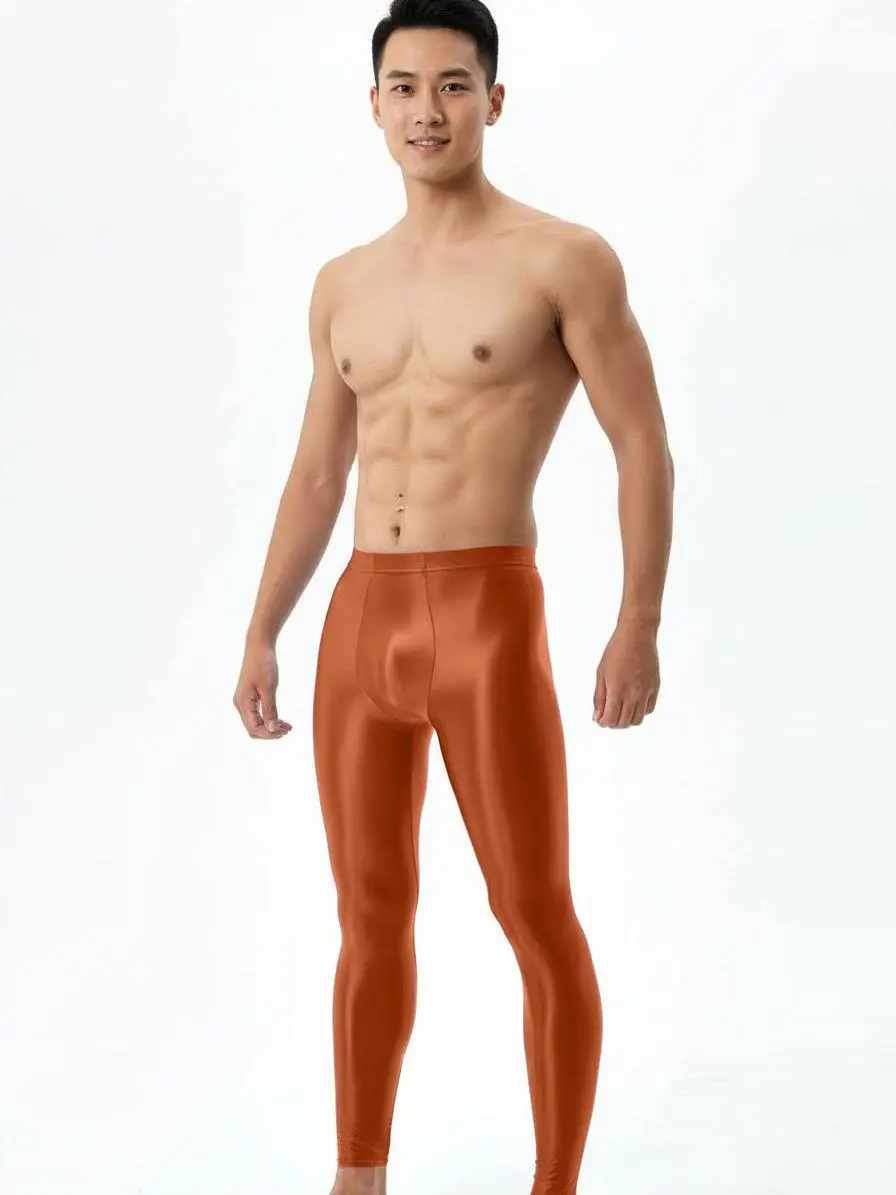 Glossy satin silk sleeping leggings pants Plus size men trousers pajama pants