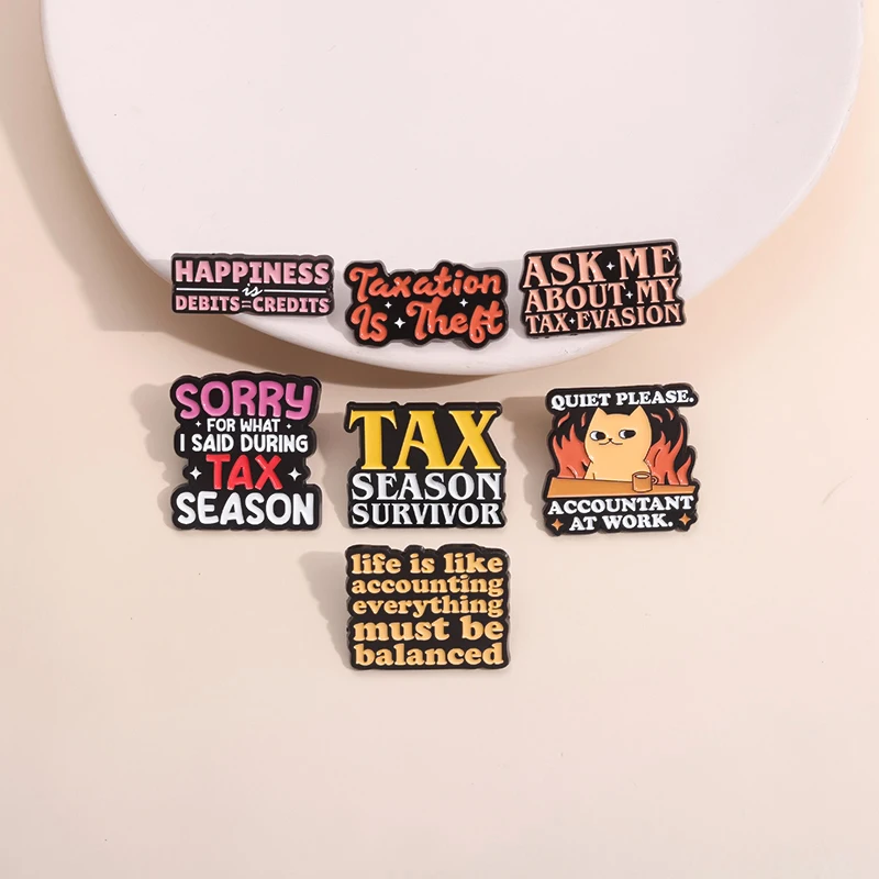 Tax Season Survivor Ask Me About My Tax Evasion Enamel Pin tax revenue Brooches Metal Lapel Badge wholesale jewelry for Taxpayer