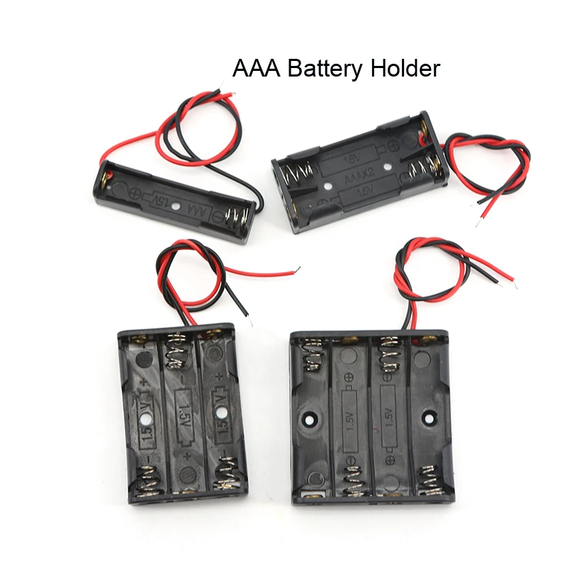 5PCS 1/2/3/4 Slot AAA Battery Case 1.5v 3v 4.5v 6v Box AAA Battery Holder With Leads 1 2 3 4 Slots ports W28