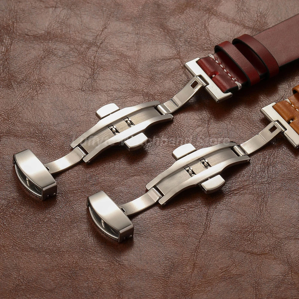 Men Universal Oil Wax Leather Watch Band With Butterfly Buckle Quick Release Spring Bar 18mm 20mm 22mm Comfortable Wristband image 3