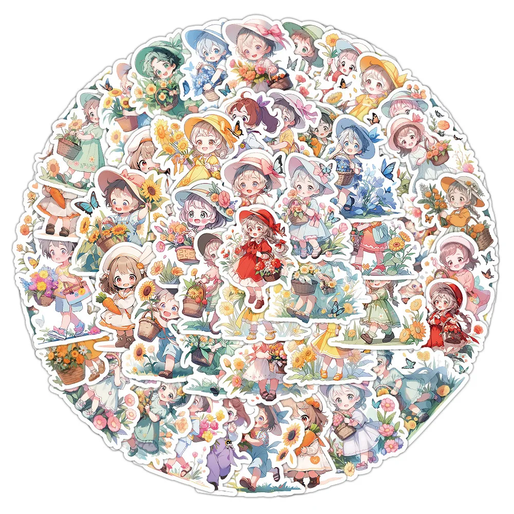 10/60PCS Girl Graffiti Stickers Cartoon Flower Butterfly Exquisite Sticker for Computer Notebook Stationery DIY Toys Secret ﻿