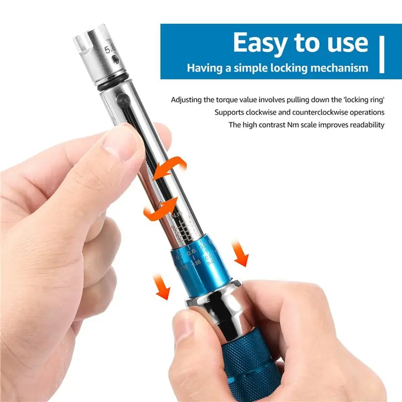 A95E-2X Spoke Torque Wrench, 2-10 NM Motorcycle Spoke Wrench Set, Steel Torque Wheel Spoke Spanner With Box, 5.0-6.8Mm