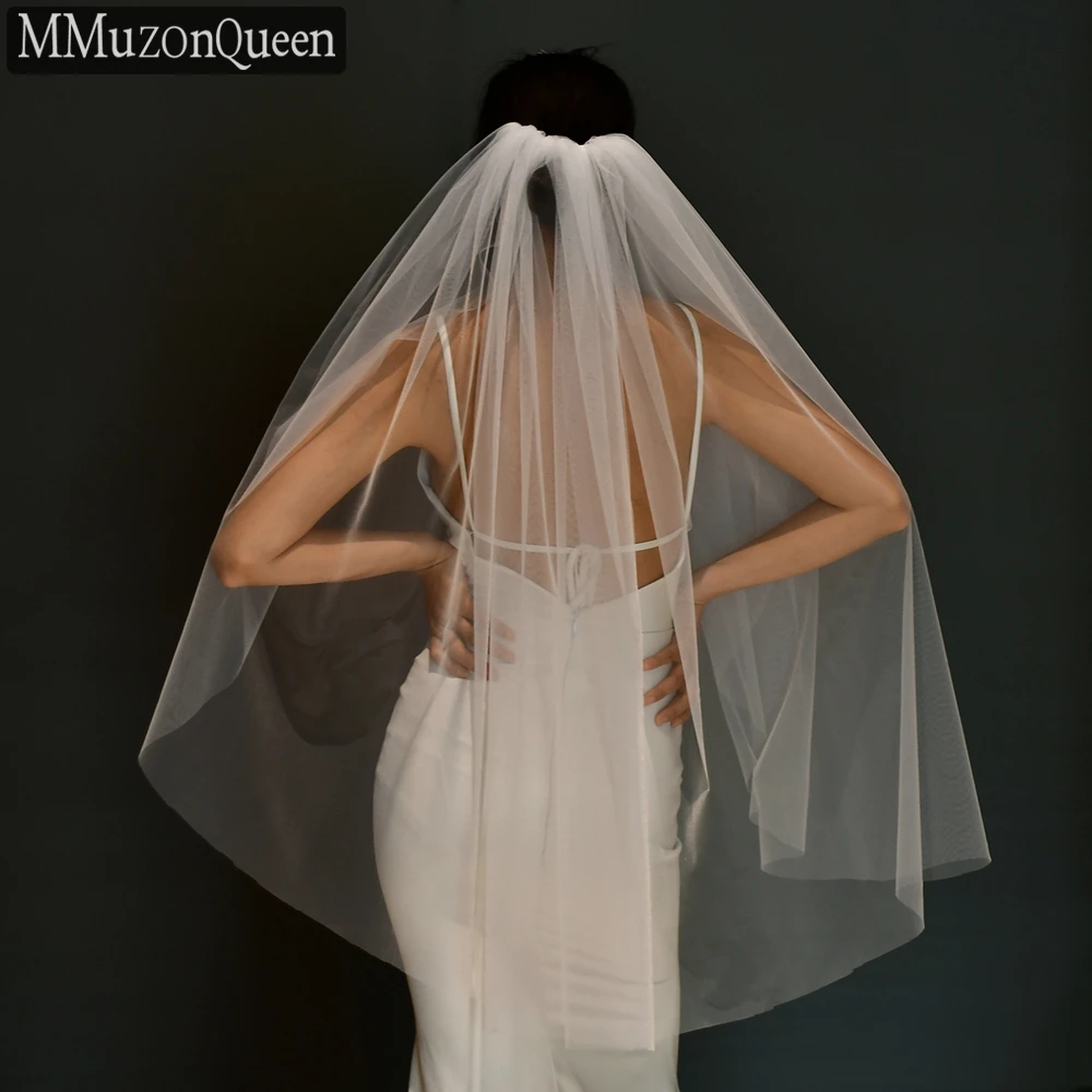 

MMQ M92 Bridal Veil with Comb Elegant White Plain Yarn Soft White Yarn Wedding Veils Girlfriend Bride Accessories