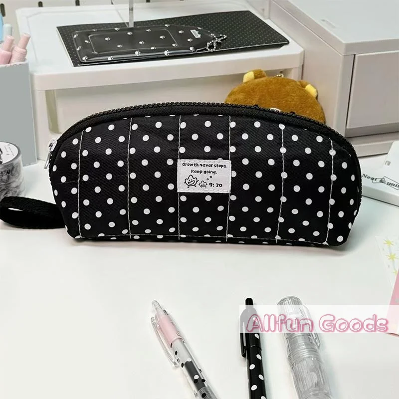 1/2Pcs INS Polka Dot Print Pencil Case Shell Shape Large Capacity Pencil Pouch Portable Multi-Layer Divided Pen Bag Women Girls