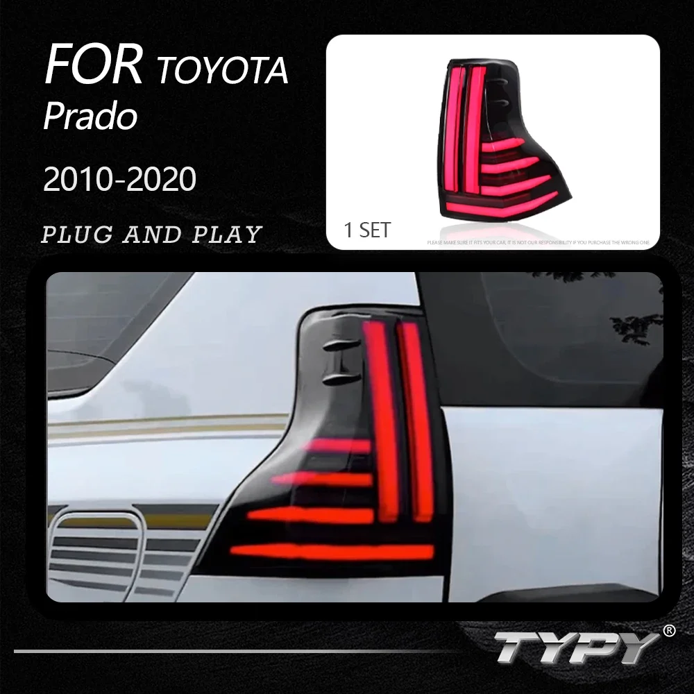

Автомобильные задние фонари TYPY для Toyota Prado 2010-2020 светодиодный, автомобильные задние фонари, дневные ходовые огни, динамические Сигналы поворота, автомобильные аксессуары