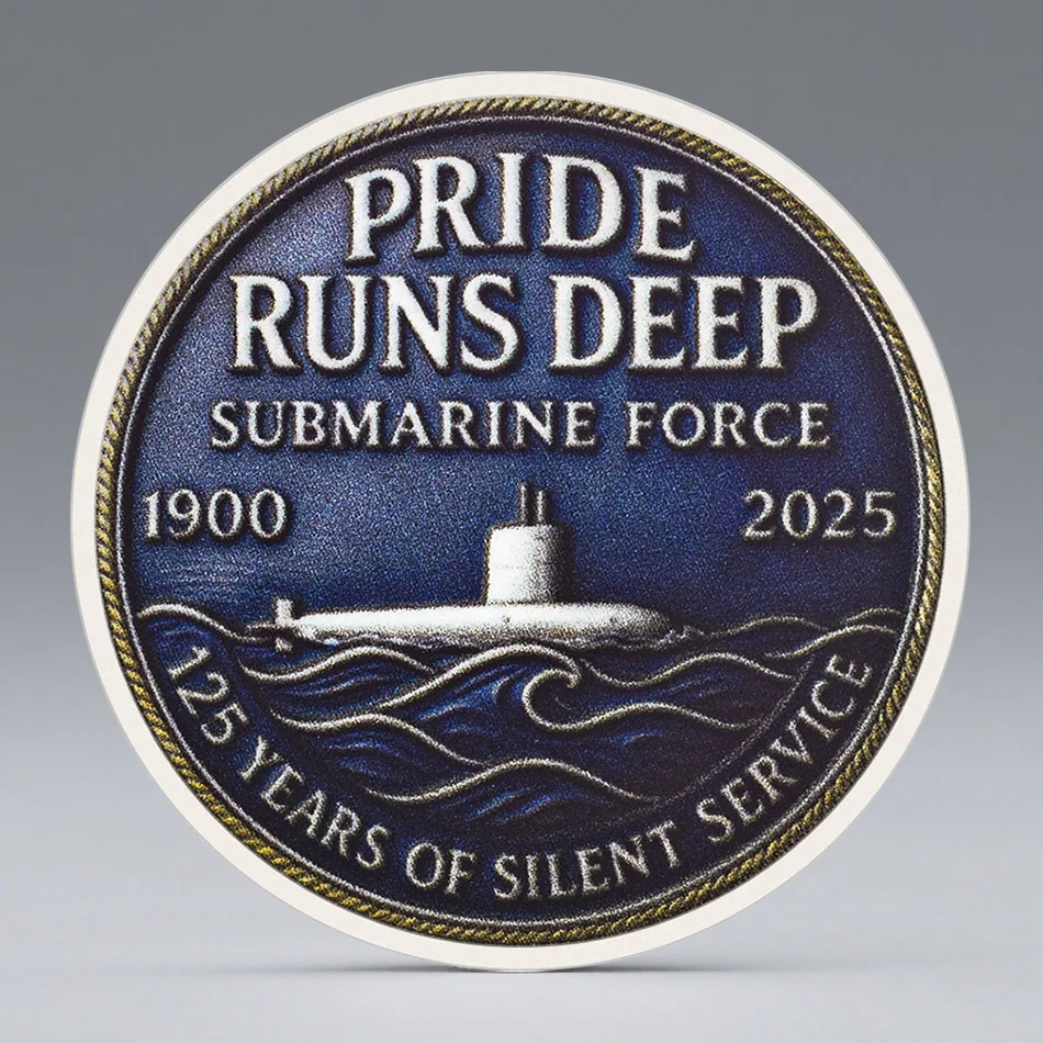 2D Printed U.S Submarine Force Souvenir Coin 125th Birthday Silent Service Gold Silvery Plated Collection Coin