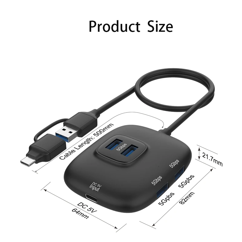 Type-c converter USB adapter Splitter Converter PD charging Extension Cable Type-C/USB HUB Plug and Play 5Gbps docking station