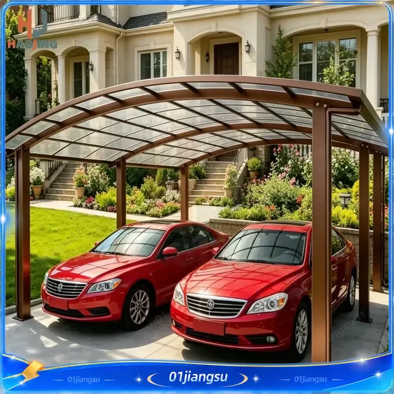 New Design Simple Aluminum Carport for 2 Cars Polycarbonate Roof Garage Parking Tent Shelter 6x6 Customized Outdoor Vehicle