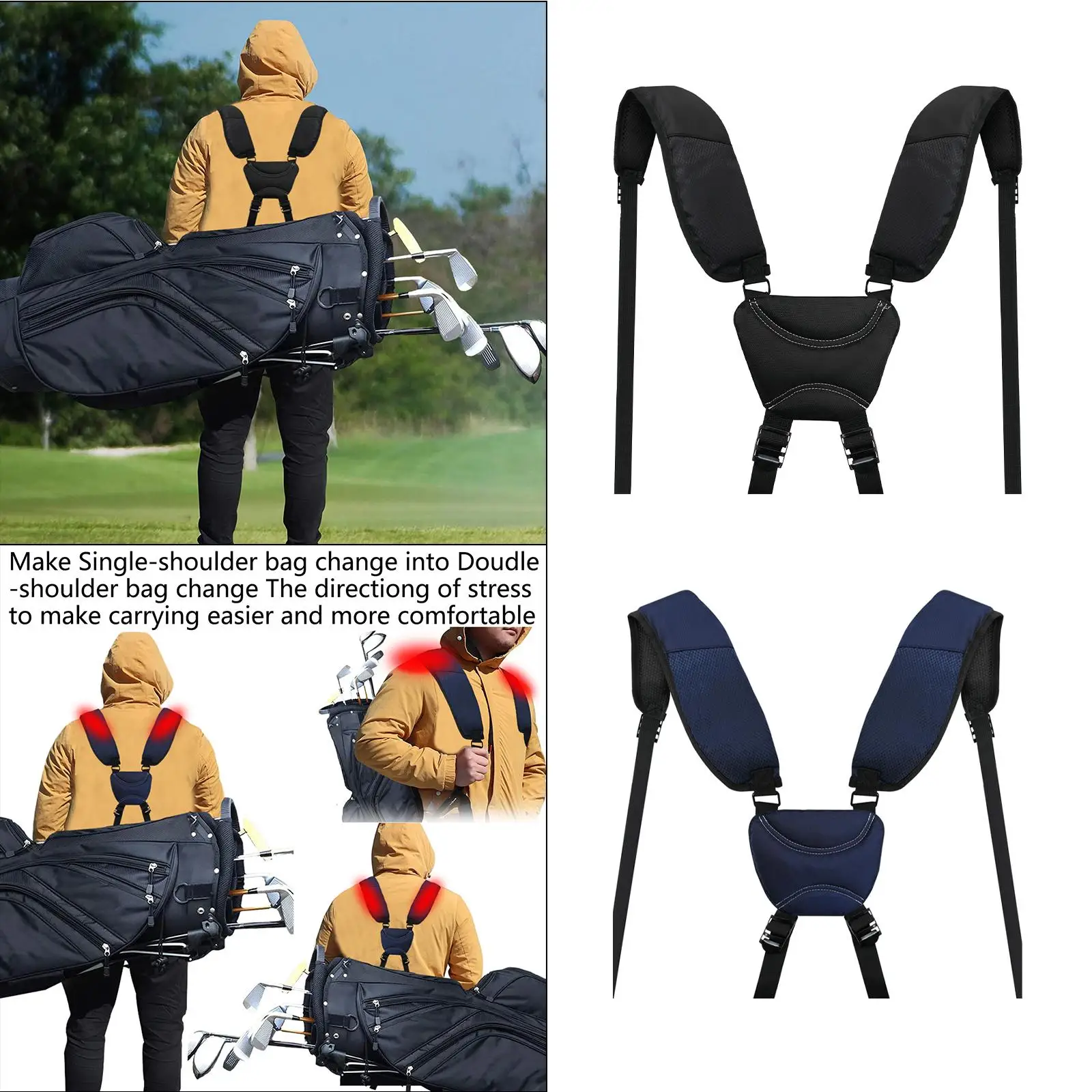 Golf Bag Strap Replacement Carrying Bag Strap Backpack Straps with Buckle