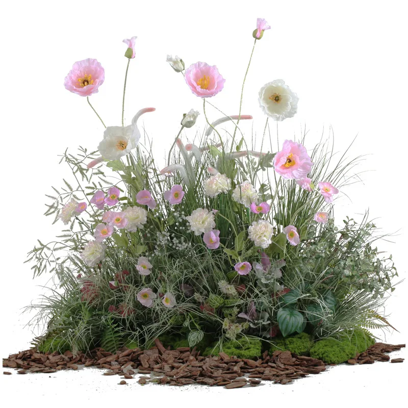 Large artificial plant Nordic living room bonsai green plant poppy soft decoration model room