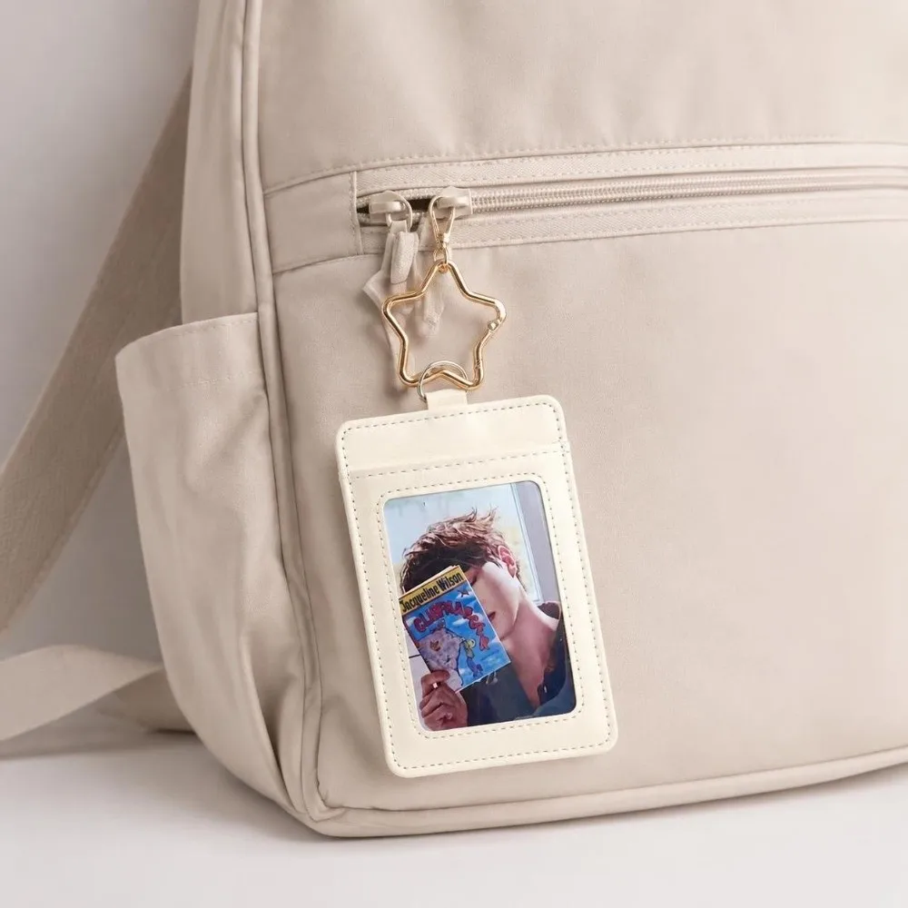 PU Leather Card Holder Lanyard Protective Cover Photo Display Photocard Holder Portable Star Keychain Pendant For K-pop Fans
