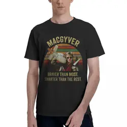 Macgyver-男性用グラフィックTシャツ、テレビショー、傷跡の日、ウォッシュドコットン、原宿、特大トップス、ヴィンテージ、新品、2024