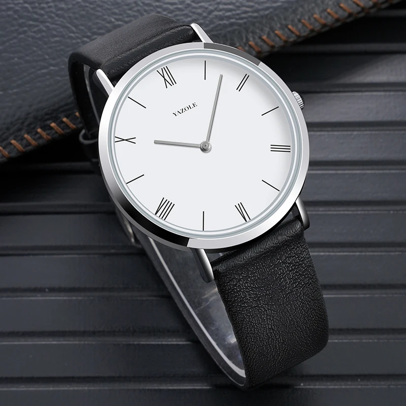 YAZOLE Men Watch Minimalist Leather Watches for Men Fashion Casual Quartz Clock Waterproof Student Wristwatch Relogio Masculino