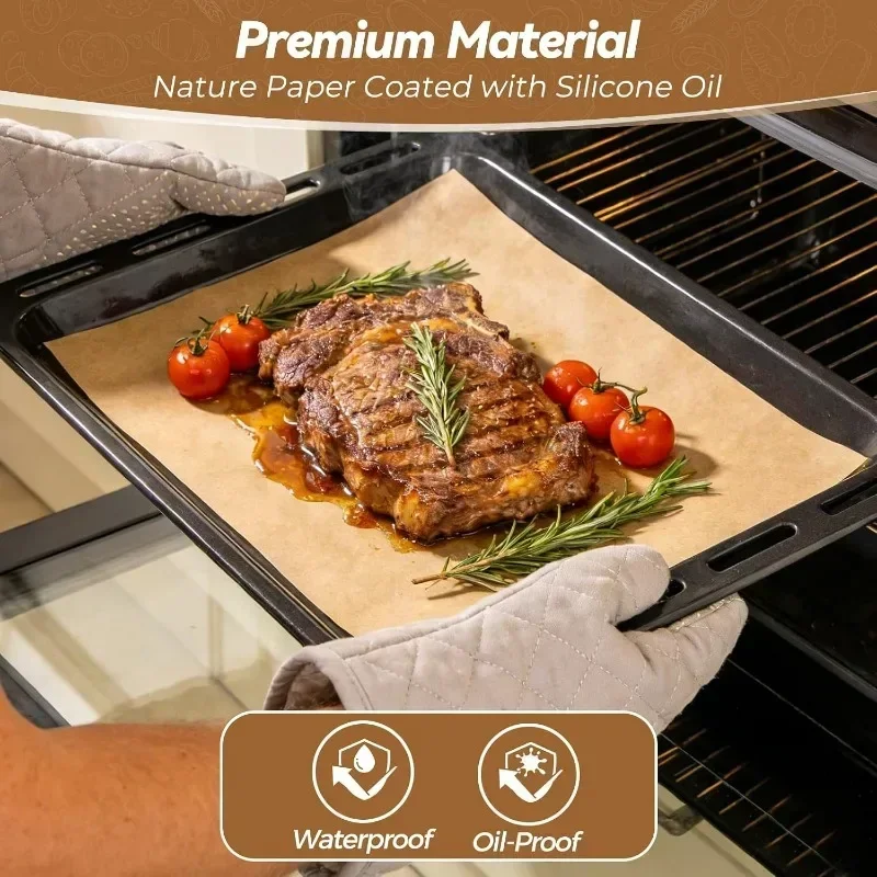 200 Pcs Parchment Paper Baking Sheets, Non-Stick Unbleached Pre-Cut Greaseproof Baking Parchment,for Grilling Frying Steaming
