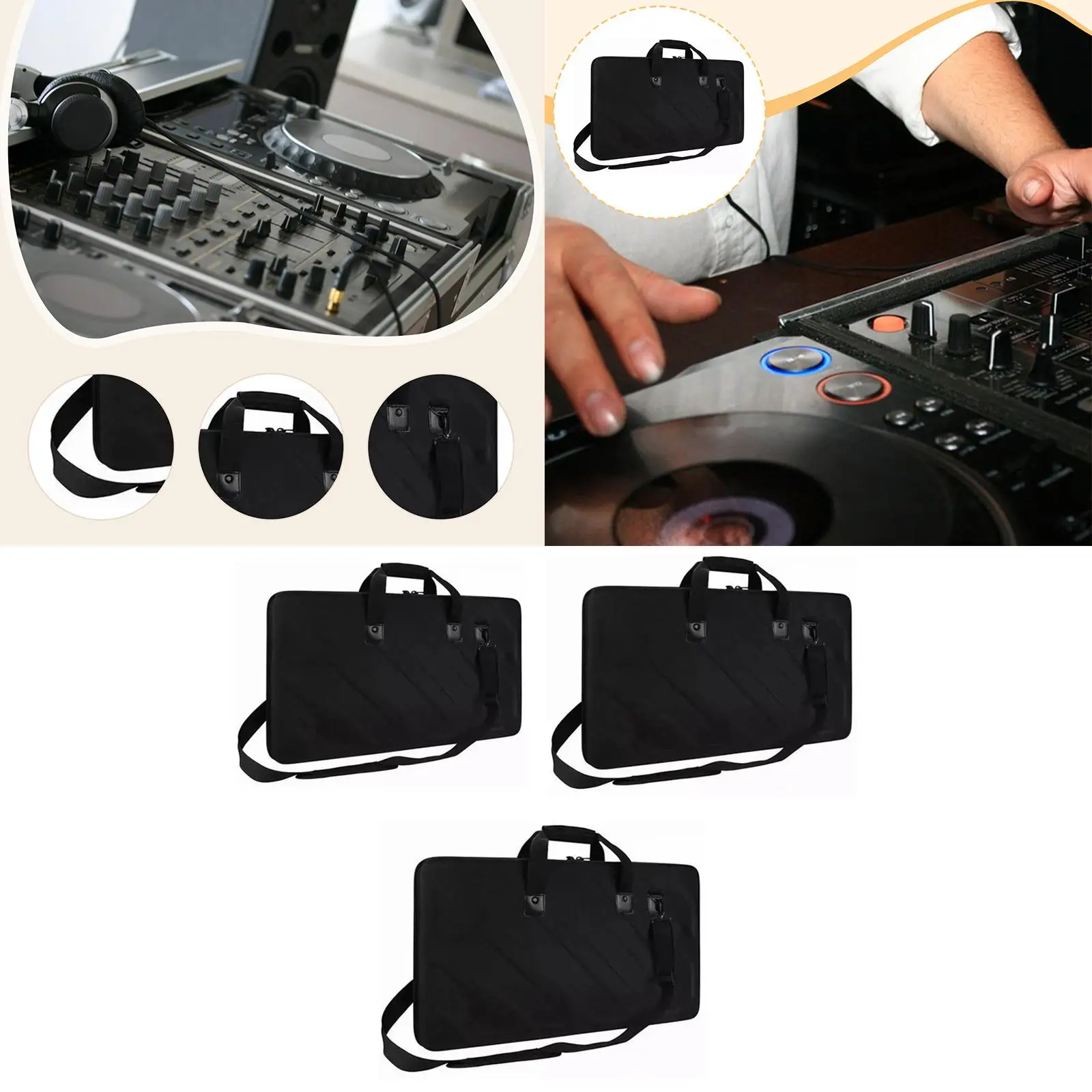 DJ Carry Case Gig Bag Shockproof with Handle Shoulder Strap Two Way Zipper EVA Travel Case for Outdoor