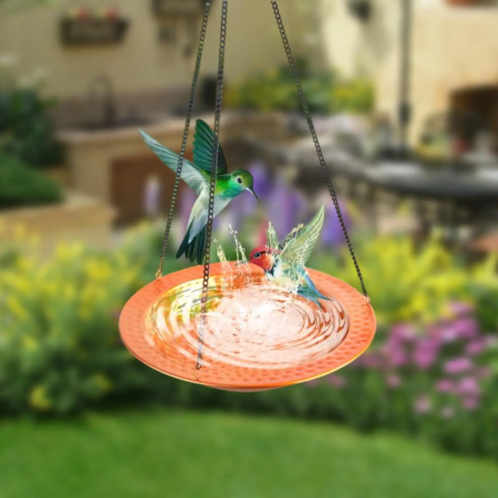 Hanging Bird Bath Feeding Station Decorative Birdbath Fence Outdoor Bird Feeder for Patio Backyard Garden Yard Hummingbird