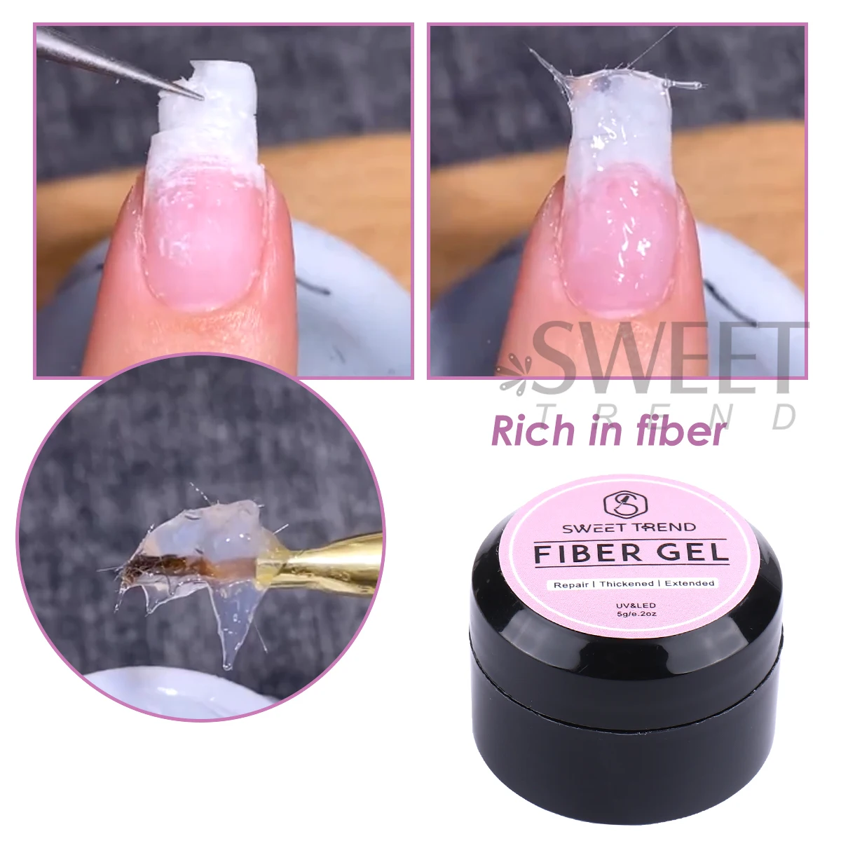 5g Fiber Gerepareerd Gel Nagellak Met UV Borstel Versterken Vingernagel Crack Gebroken Vullen Gel Extension Functie Manicure Tool