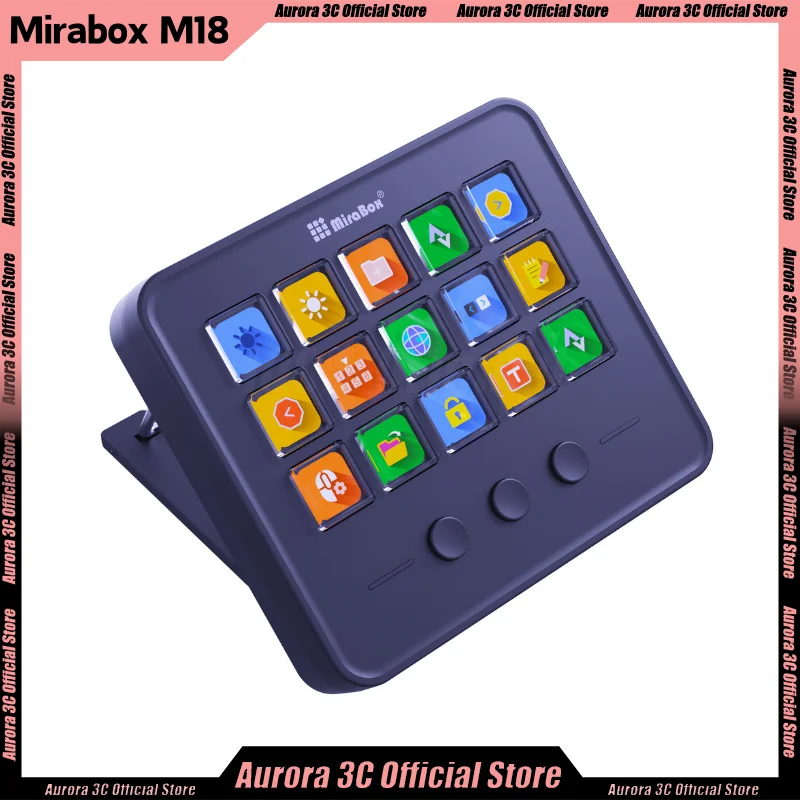 Mirabox M18 V2.0 Stream Deck 18 Keys Visual DIY Macro Buttons Desktop Keyboard Adjustable Console Stand Touch HA Custom Gift