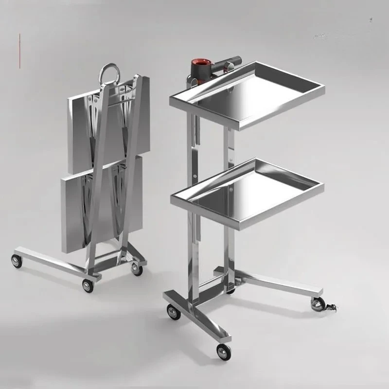 

Stainless steel folding hair dye cart barber shop perm and dye