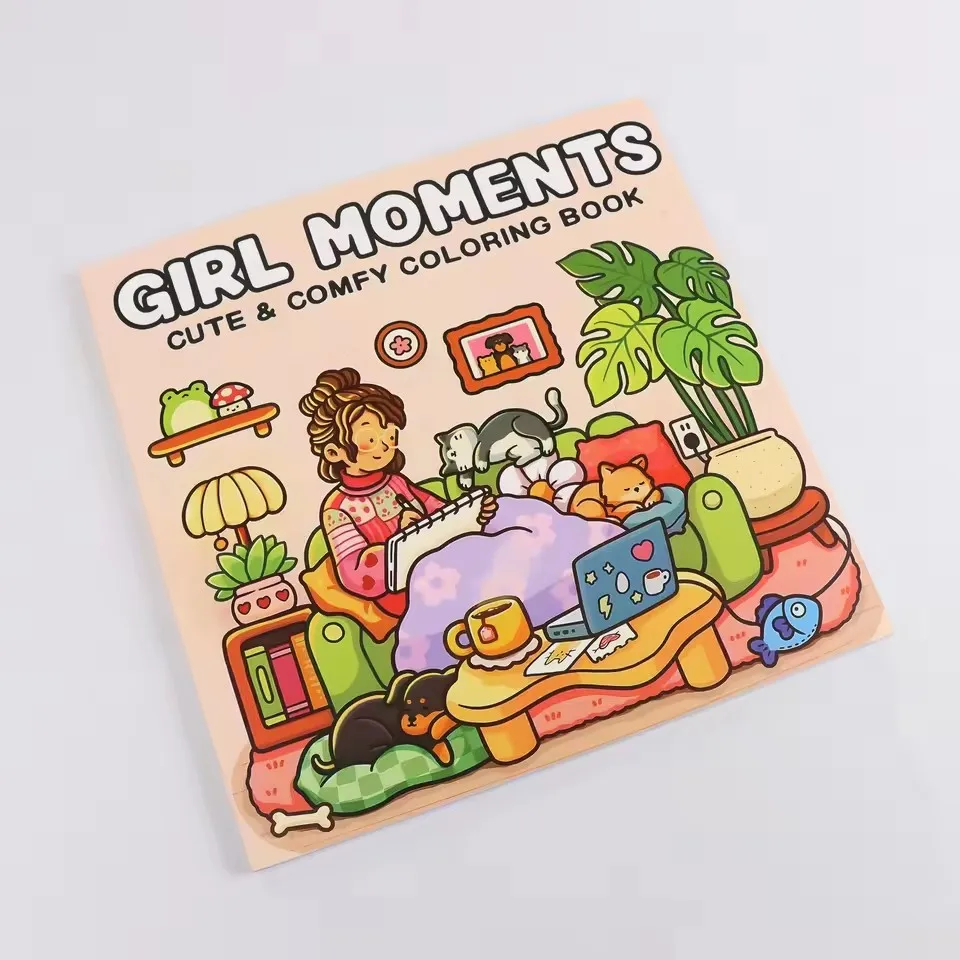 Cozy Atmosphere Relaxing Coloring Book for Adults and Teens Bold Easy-to-follow Patterns and Girl Moments image 2