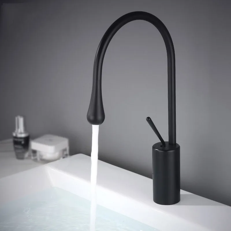 Water drop swan neck faucet All copper raised basin faucet