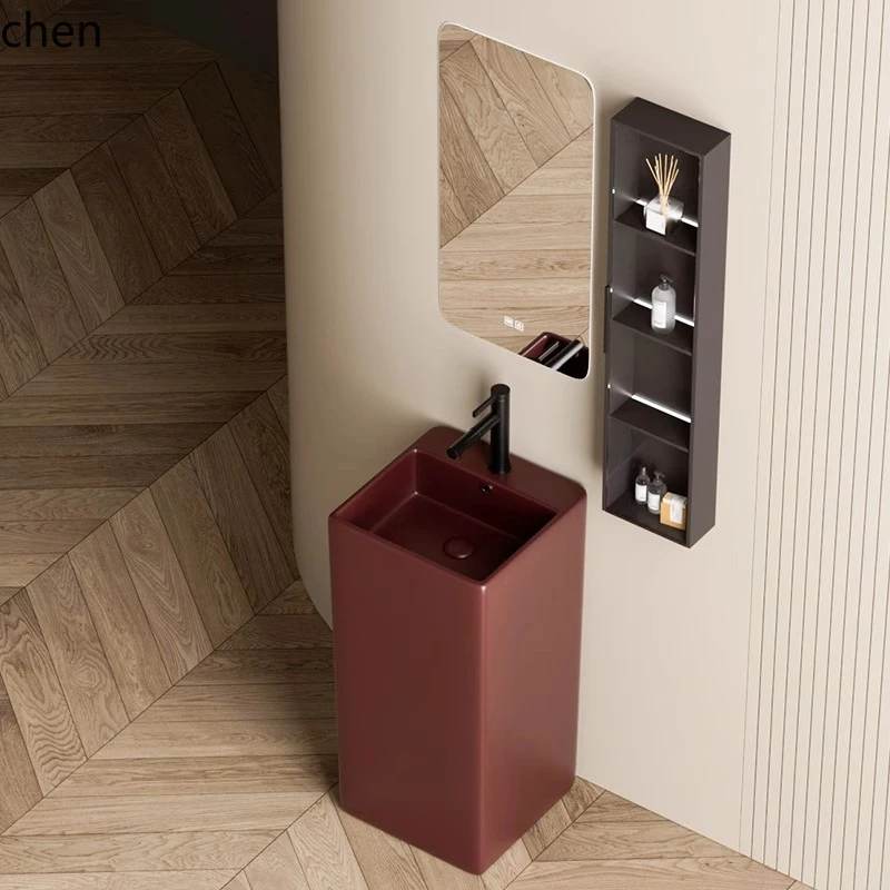 

HTT balcony outdoor washbasin column type washbasin integrated floor type courtyard ceramic column basin washbasin vertical type