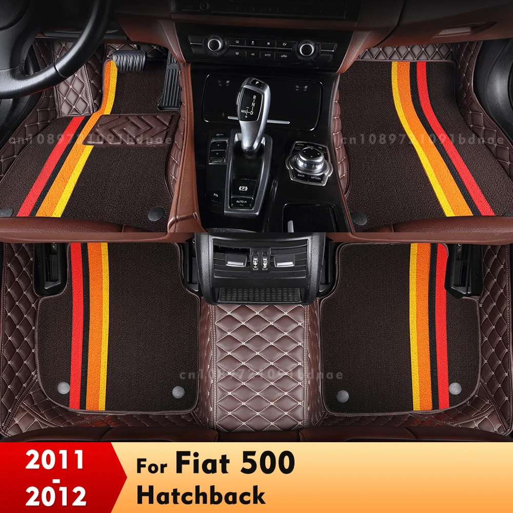

For Fiat fiat 500 Hatchback 2011 2012 Double Layer Car Floor Mats Custom Auto Foot Pads Carpet Cover Interior Accessories