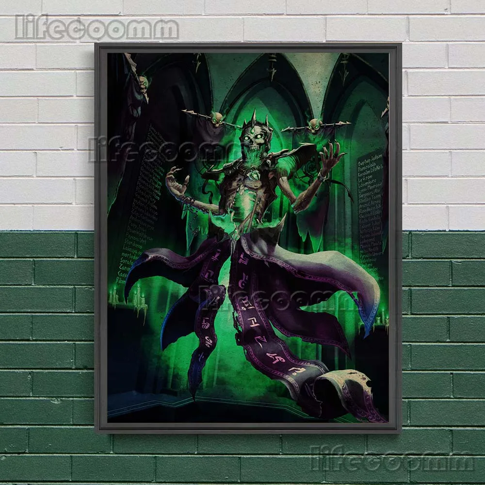 Necromancy Of The Wizard Vintage Wall Art Canvas Painting Ghost Of Hell With Lantern Art Poster And Print For Living Room Decor