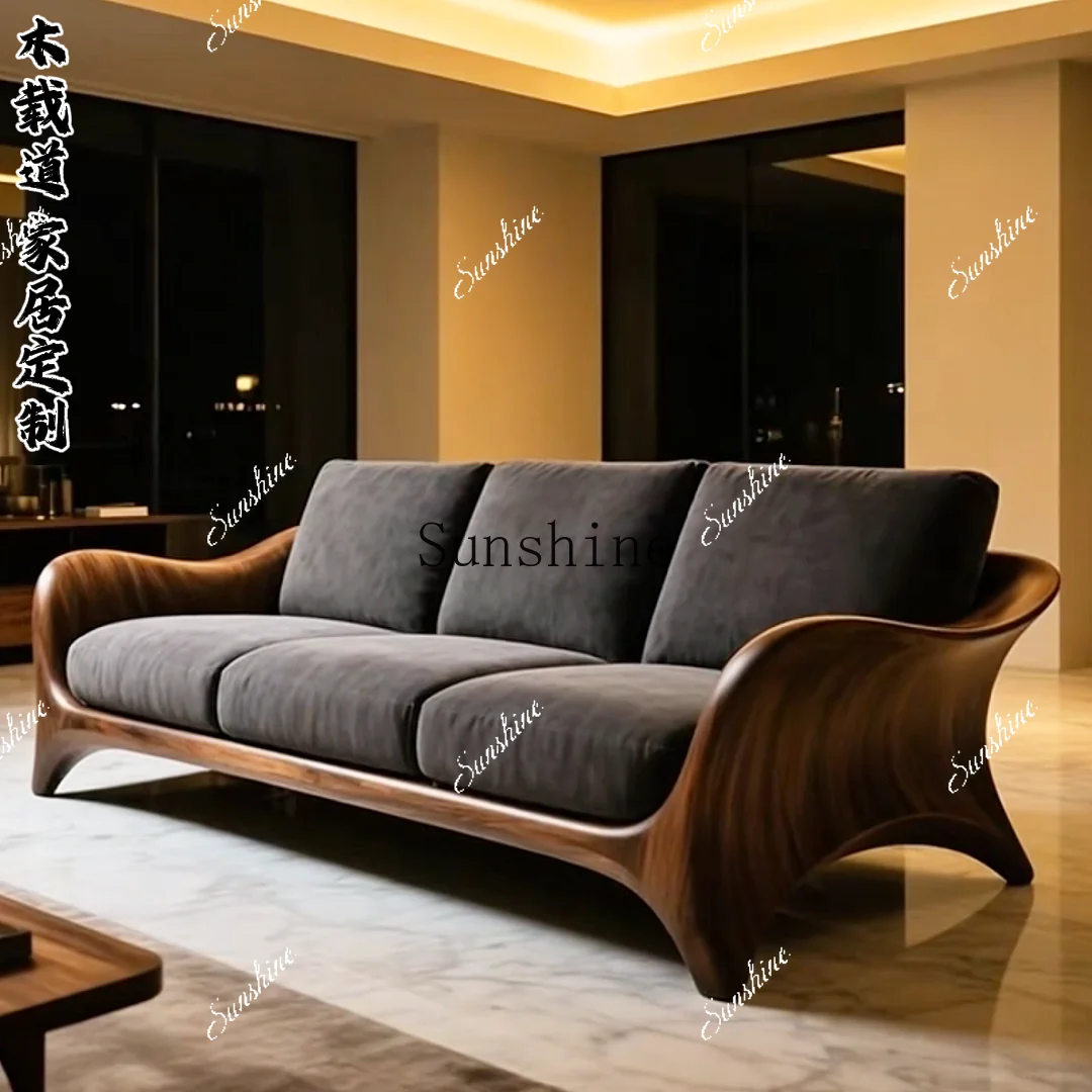 

Small household North American black walnut simple straight sofa FT