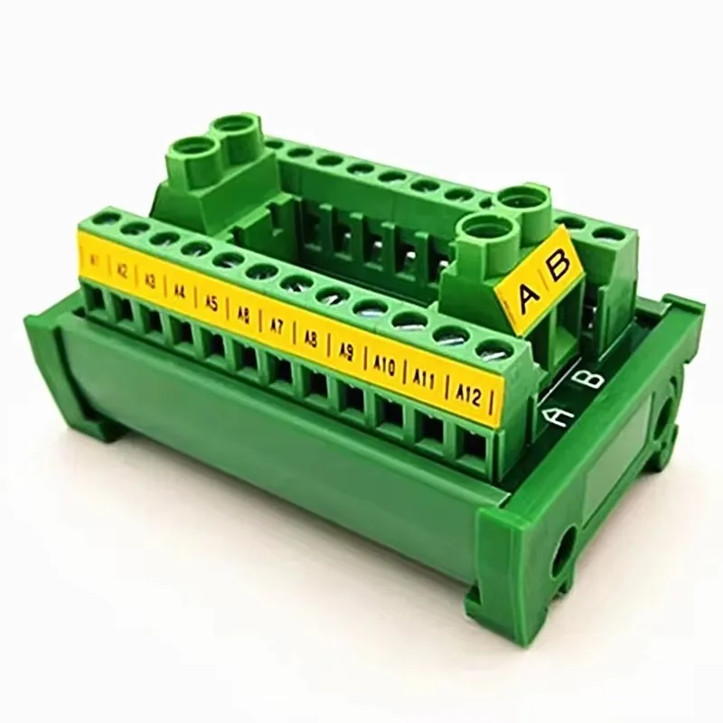 تركيب السكك الحديدية DIN 2 * 12 وحدة توزيع طرفية لولبية يمكن أن تدعم اتصالات توسيع الوحدة المتعددة