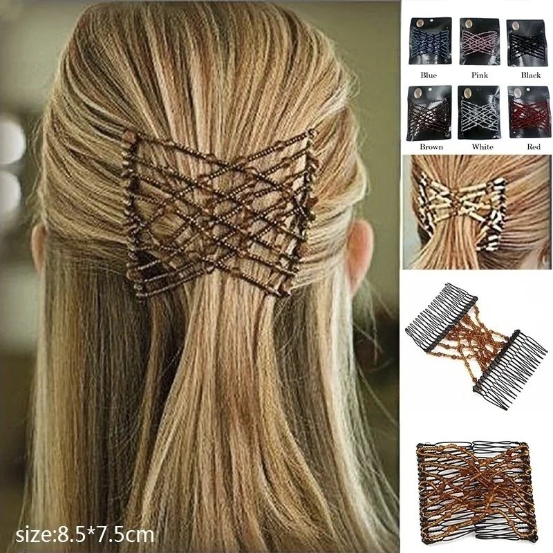 Korea Metal Comb Clip Hairpins for Women Simple Hair Accessories Fashion Vintage Pearl Hair Combs Double Magic Slide