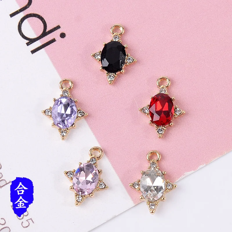 

100 pieces set of new rhombus inlaid oval water crystal DIY clothing headgear pendant jewelry