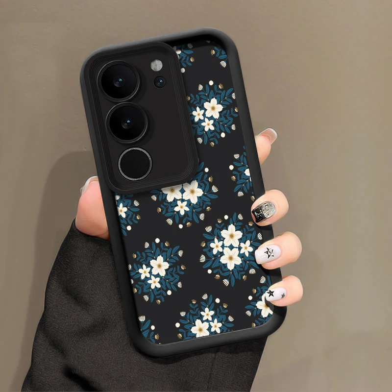 حافظة هاتف ناعمة لهاتف Vivo Y400 Pro Y300 Y72 Y55 Y53S Y52 Y51A Y50 Y200 Y100 Y89 Y81I Y77e Y76S غطاء زهور سميك مقاوم للصدمات #4