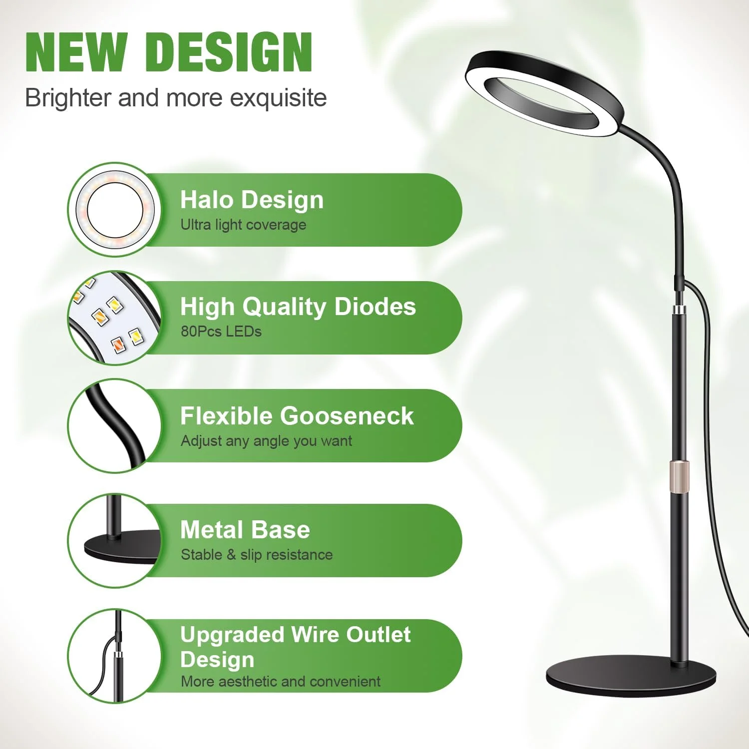 مصباح نمو النبات LED ضوء النبات للنباتات الداخلية مع قاعدة ضوء نمو مكتبي كامل الطيف، مؤقت تلقائي 3H/9H/12H 10 يعتم