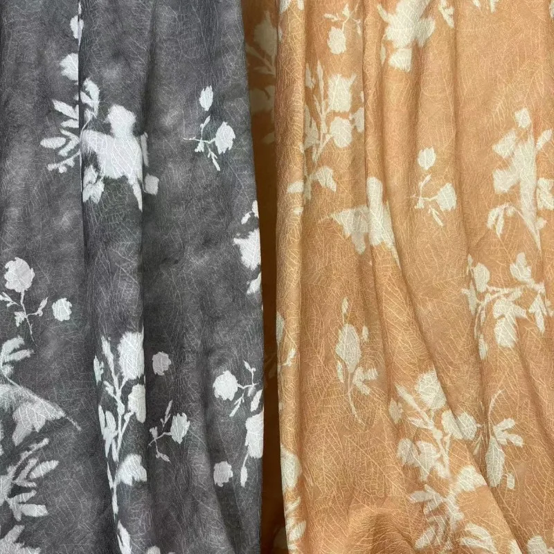 

Grey Orange Printed Lightweight Lyocell New Chinese Style Spring Summer Plant Fiber Breathable Moisture-Wicking Fabric