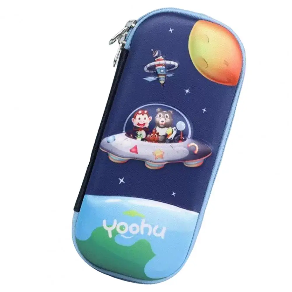 Kids Pencil Case Zipper Closure Large Capacity Lovely Cartoon Dinosaur Astronaut Double-Side Stationery Pen Pouch Multifunctiona