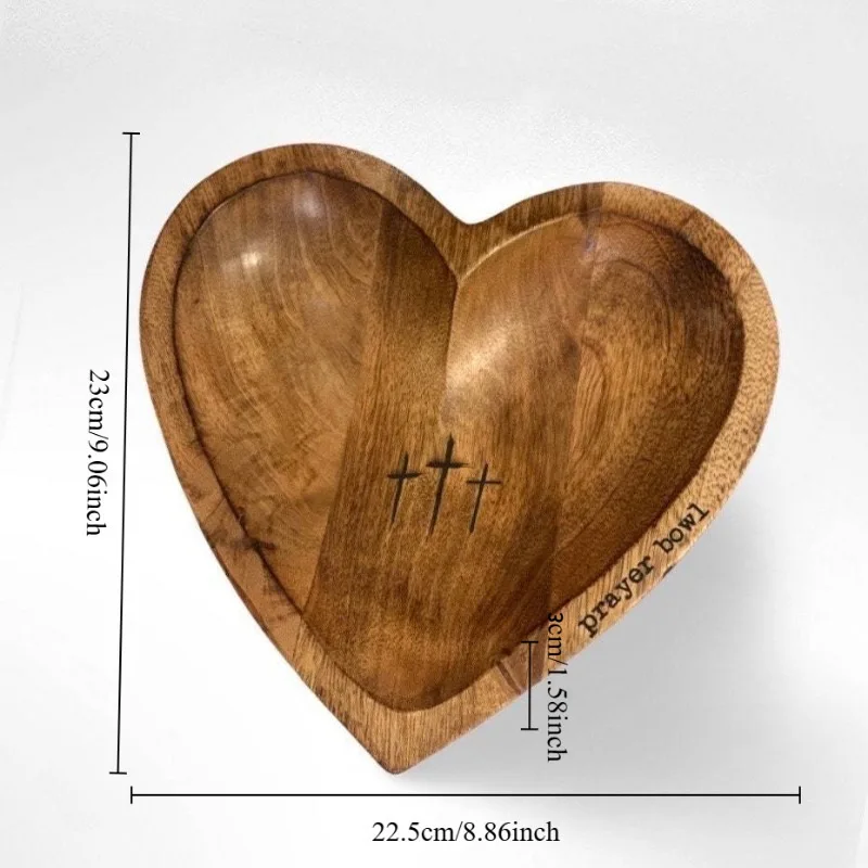 Wooden Religious Christian Congregation Gift Prayer Bowl Gratitude Heart Prayer Bowl Christian Gifts Wood Prayer Dough Bowl Gift