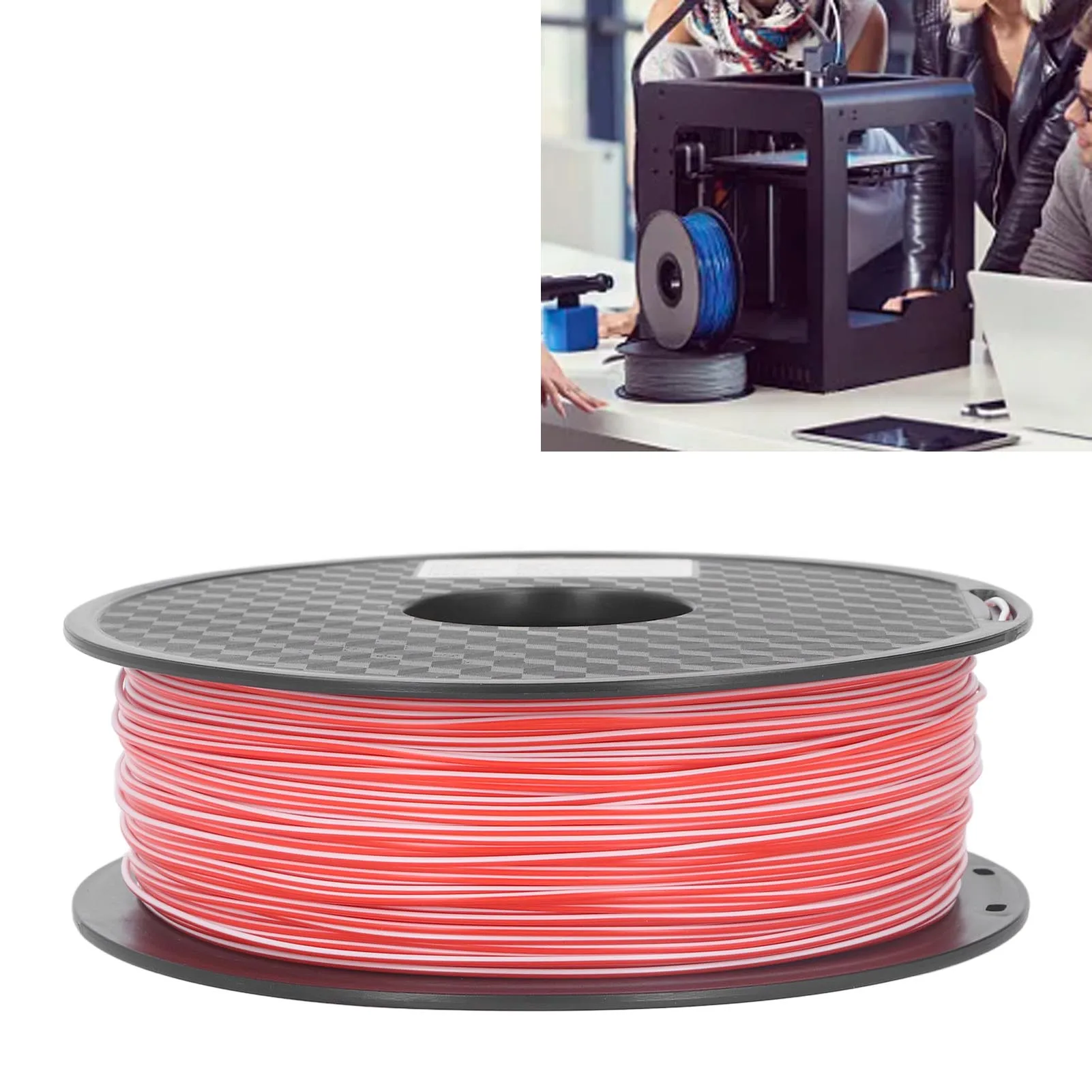 1.75mm Filament 3D Printer Filament 1.75mm Red White Dual Color Filament PLA Filament Consumable Printing Material for Model DIY