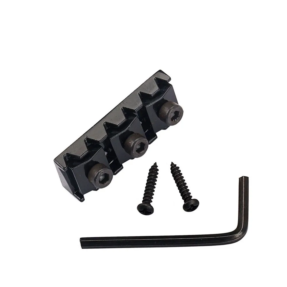 

42mm Zinc Alloy Electric Guitar Locking Nut String Lock with Wrench Guitar Parts Accessories GAA02 (Black)