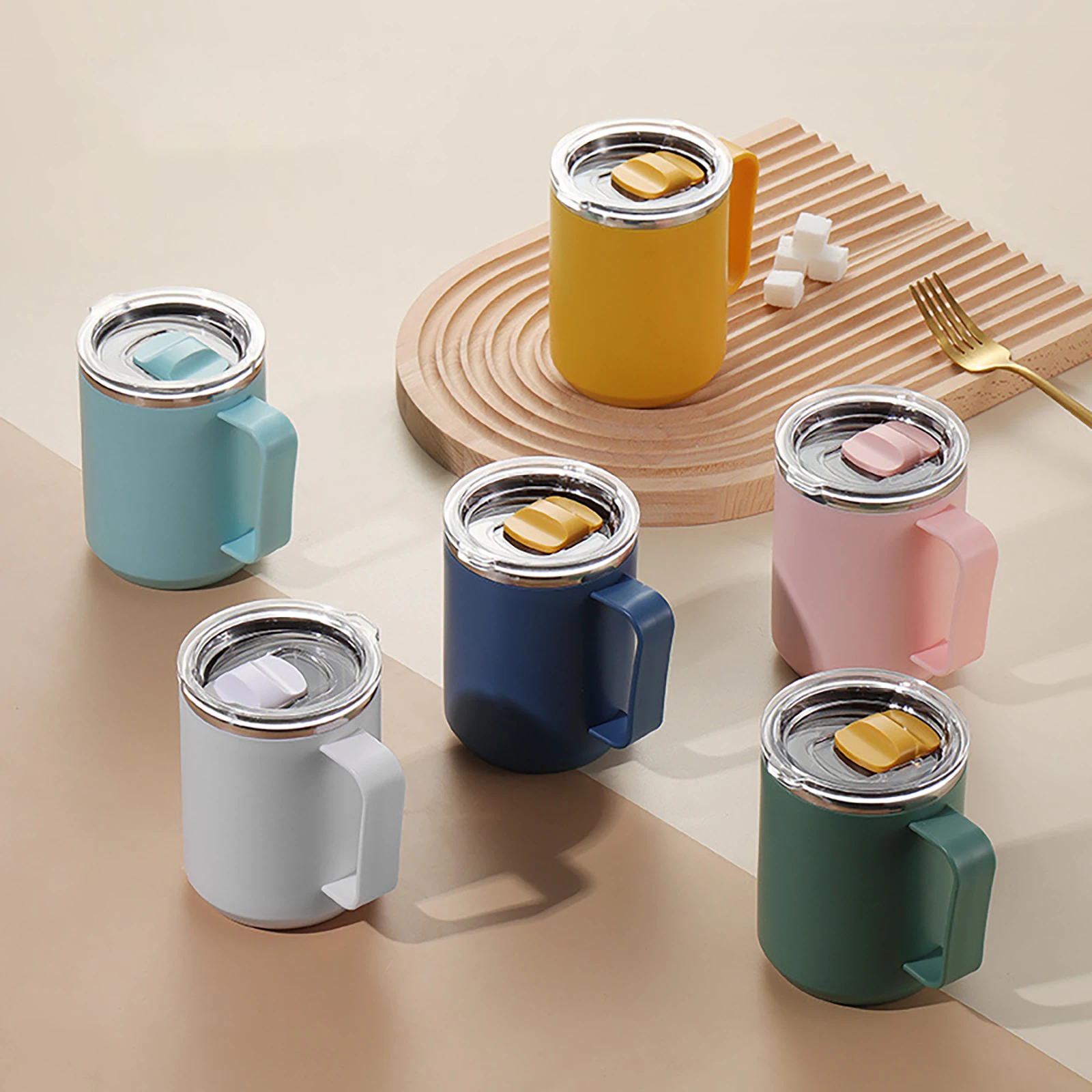 450ml Wasser becher mit Griff und Deckel Doppels chicht Milchsaft becher auslaufs ichere Anti-Verbrühungs-Trink geschirr geschenke für Home-Office-Reisen