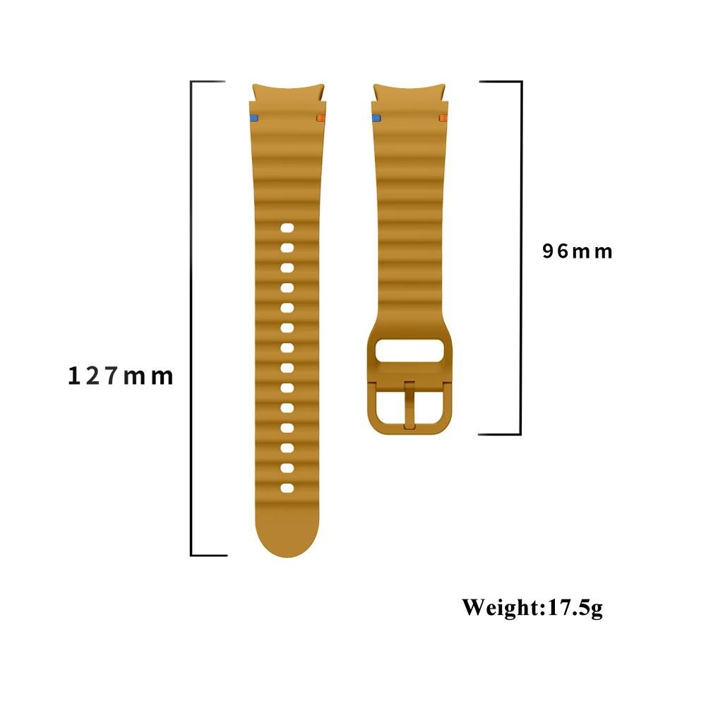 Watchstrap for Samsung Galaxy Watch 7 40mm 44mm Official Yellow Smart Wavy Silicone Bracelet for Galaxy Watch FE 4 5 6 Band