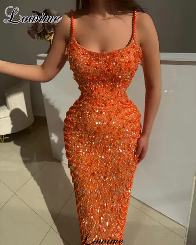 Sexiga Bränd Orange Balklänningar Sjöjungfru High Fashion Spaghetti Cocktailklänningar Elegant Födelsedagsfestklänning Robe Femme Anpassad 8 best sales bränd orange mantel - №7