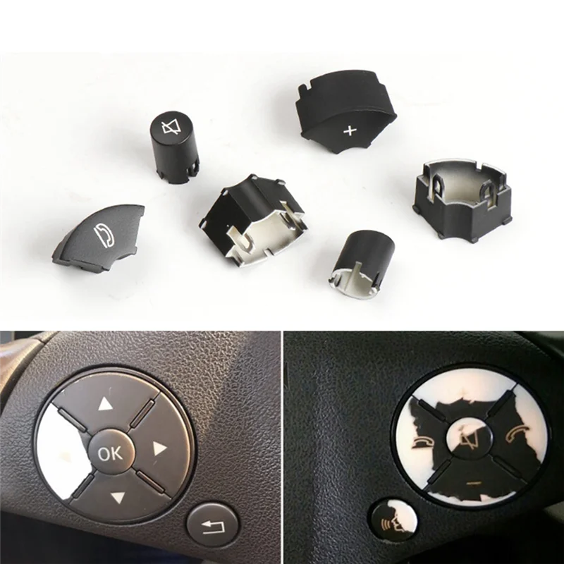 

A040-Car Steering Wheel Switch Cover Trim Control Button Caps For Mercedes Benz C-Class W204 W212 A2048210451 A2048210351